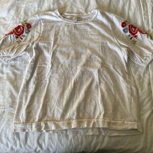 LOFT floral embroidered blouse